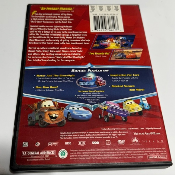 Disney’s Cars DVD. Fullscreen Edition - Picture 2 of 3